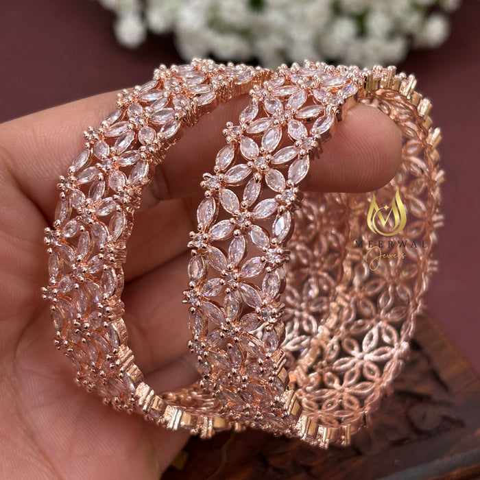 Rose Gold CZ AD Bangles Collection